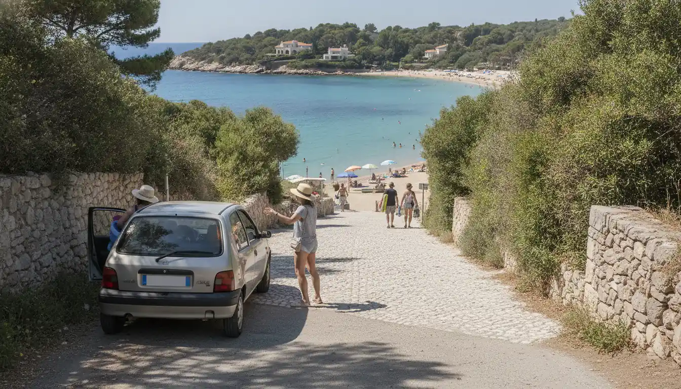Stationnement et accès à la plage de la Garoupe